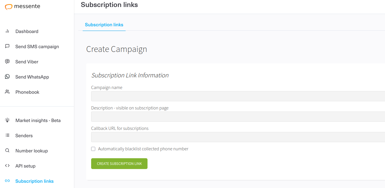 Subscription callback URL configuration