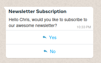 Text-based template with Quick Reply buttons
